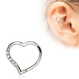 Annealed 316L Stainless Steel Jeweled Heart Cartilage Earring by Fashion Hut Jewelry