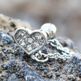 316L Stainless Steel Clear CZ Heart Chain Wrap Cartilage Earring by Fashion Hut Jewelry