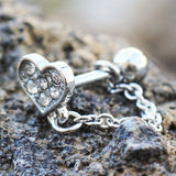 316L Stainless Steel Clear CZ Heart Chain Wrap Cartilage Earring by Fashion Hut Jewelry