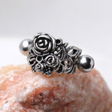 316L Stainless Steel Black Roses Cartilage Cuff Earring by Fashion Hut Jewelry