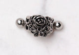 316L Stainless Steel Black Roses Cartilage Cuff Earring by Fashion Hut Jewelry