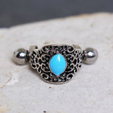 316L Stainless Steel Aqua Ornate Cartilage Cuff Earring by Fashion Hut Jewelry