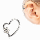 316L Stainless Steel Synthetic Opal Flower Heart Annealed Cartilage Earring by Fashion Hut Jewelry