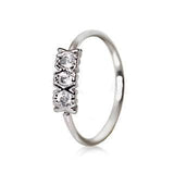 316L Stainless Steel Synthetic Triple CZ Cartilage Earring / Nose Hoop Ring by Fashion Hut Jewelry