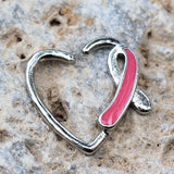 316L Stainless Steel Pink Ribbon Heart Cartilage Earring by Fashion Hut Jewelry