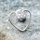 316L Stainless Steel Jeweled Heart Cartilage Earring by Fashion Hut Jewelry