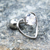 316L Stainless Steel Jeweled Heart Cartilage Earring by Fashion Hut Jewelry