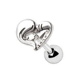 316L Stainless Steel Mother Daughter Heart Cartilage Earring by Fashion Hut Jewelry
