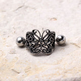 316L Stainless Steel Ornate Butterfly Cartilage Cuff Earring by Fashion Hut Jewelry