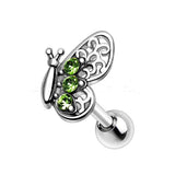 316L Stainless Steel Green Butterfly Cartilage Earring by Fashion Hut Jewelry