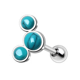 316L Stainless Steel Triple Turquoise Cartilage Earring by Fashion Hut Jewelry