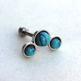 316L Stainless Steel Triple Turquoise Cartilage Earring by Fashion Hut Jewelry