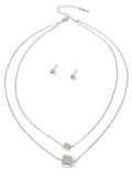 Cube Pendant Double Layer Necklace Set by Fashion Hut Jewelry