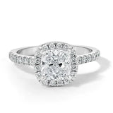 Cushion Cut Moissanite Diamond Paved Halo Ring for Women by Bling Proud | Urban Jewelry Online Store