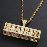Custom Cubic Iced Baby Bock Letters Pendant Necklace 