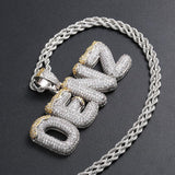 CUSTOM ICED OUT BUBBLE LETTERS WITH SNOW PENDANT 