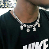 Custom Iced Out Cuban Link Chain with Letter Charms 