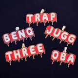 Custom Iced Out Magma Drip Letter Pendant 