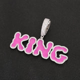 Custom Iced Paiting Font Name Pendant for Cuban Link Chain 