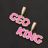 Custom Iced Paiting Font Name Pendant for Cuban Link Chain 