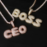 Custom Name Iced Bubble Letters Pendant with Three Colors 