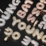 Custom Name Iced Bubble Letters Pendant with Three Colors 