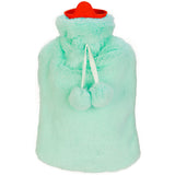2L Hot Water Bottle w/ Plush Cover Classic Natural Rubber Hot Water Bag Feet Warmer For Pain Relief Hot Compress Heat Therapy Warm Neck Shoulders