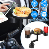 Car Cup Holder Expander 360° Rotating Car Tray Bottle Holder Adapter Multifunctional Water Cup Mount Stand with Phone Slot