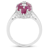 3.00 Carat Genuine Ruby and White Topaz .925 Sterling Silver Ring