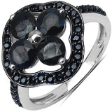 2.31 Carat Genuine Blue Sapphire & Black Spinel .925 Sterling Silver Ring