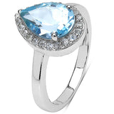 2.83 Carat Genuine Blue Topaz & White Topaz .925 Sterling Silver Ring