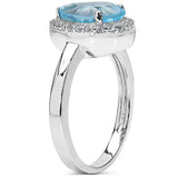 2.83 Carat Genuine Blue Topaz & White Topaz .925 Sterling Silver Ring