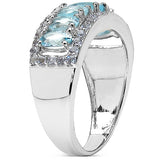 2.75 Carat Genuine Blue Topaz & White Topaz .925 Sterling Silver 5 Stone Ring