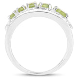 2.58 ct. Genuine Peridot and White Topaz .925 Sterling Silver Ring