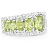 2.58 ct. Genuine Peridot and White Topaz .925 Sterling Silver Ring