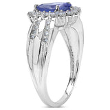 1.37 Carat Genuine Tanzanite & White Topaz .925 Sterling Silver Ring