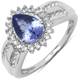1.37 Carat Genuine Tanzanite & White Topaz .925 Sterling Silver Ring