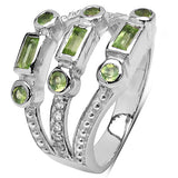 0.95 Carat Genuine Peridot & White Topaz .925 Sterling Silver Ring