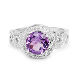 2.53 Carat Genuine Amethyst and White Topaz .925 Sterling Silver Ring