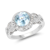 3.26 ct. Genuine Blue Topaz and White Topaz .925 Sterling Silver Ring
