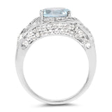3.26 ct. Genuine Blue Topaz and White Topaz .925 Sterling Silver Ring
