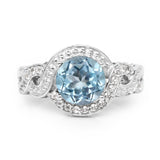 3.26 ct. Genuine Blue Topaz and White Topaz .925 Sterling Silver Ring