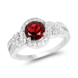 3.75 ct. Genuine Garnet and White Topaz .925 Sterling Silver Ring