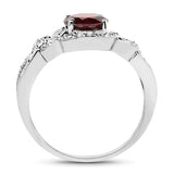 3.75 ct. Genuine Garnet and White Topaz .925 Sterling Silver Ring
