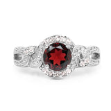 3.75 ct. Genuine Garnet and White Topaz .925 Sterling Silver Ring