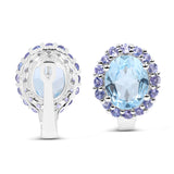 6.06 Carat Genuine Blue Topaz and Tanzanite .925 Sterling Silver Earrings