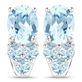 7.02 Carat Genuine Blue Topaz .925 Sterling Silver Earrings