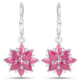 2.84 Carat Genuine Johnson Ruby and White Diamond .925 Sterling Silver Earrings