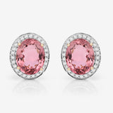 6.62 Carat Genuine Baby Pink Tourmaline and White Diamond 14K Yellow Gold Earrings