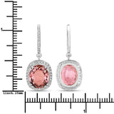 8.90 Carat Genuine Baby Pink Tourmaline and White Diamond 14K White Gold Earrings